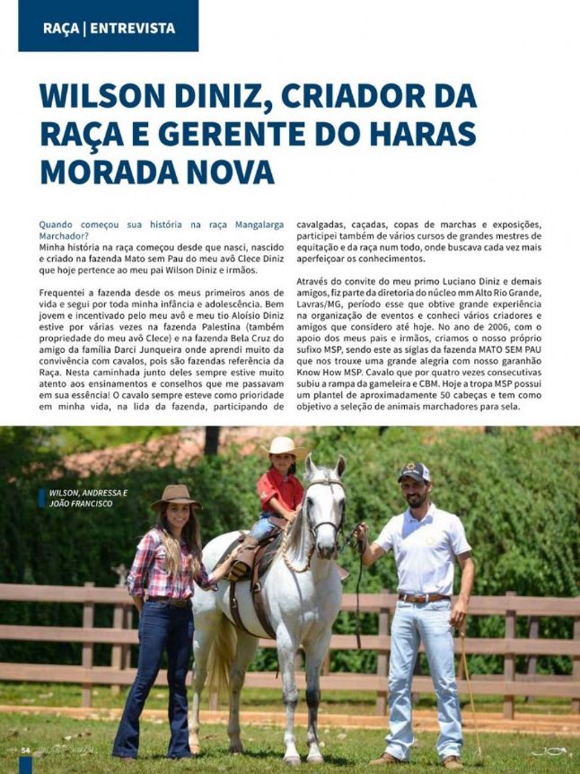 WILSON DINIZ, CRIADOR DA RAÇA E GERENTE DO HARAS MORADA NOVA