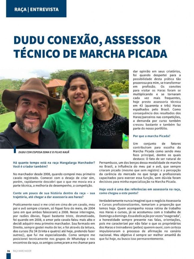 DUDU CONEXÃO, ASSESSOR TÉCNICO DE MARCHA PICADA