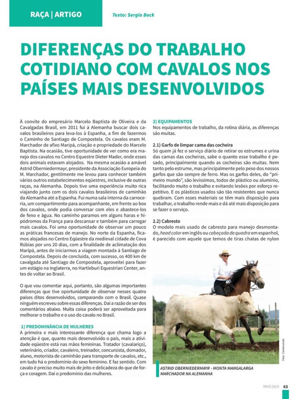 DIFERENÇAS DO TRABALHO COTIDIANO COM CAVALOS NOS PAISES MAIS DESENVOLVIDOS